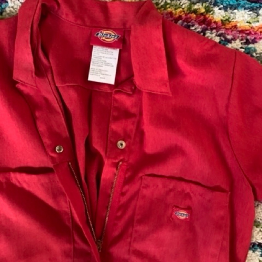Dickies Flex Cooling Short Sleeve Jumpsuit- Red Size M